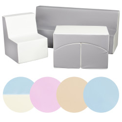 Set mobili per bambini in ecopelle: poltrona, divano, poltrona reclinabile.